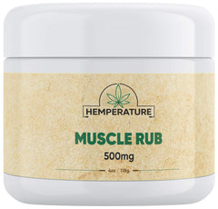 HEM Temperature Advanced Therapeutics hemp cream 500mg with arnica in a 4oz jar for body relief.