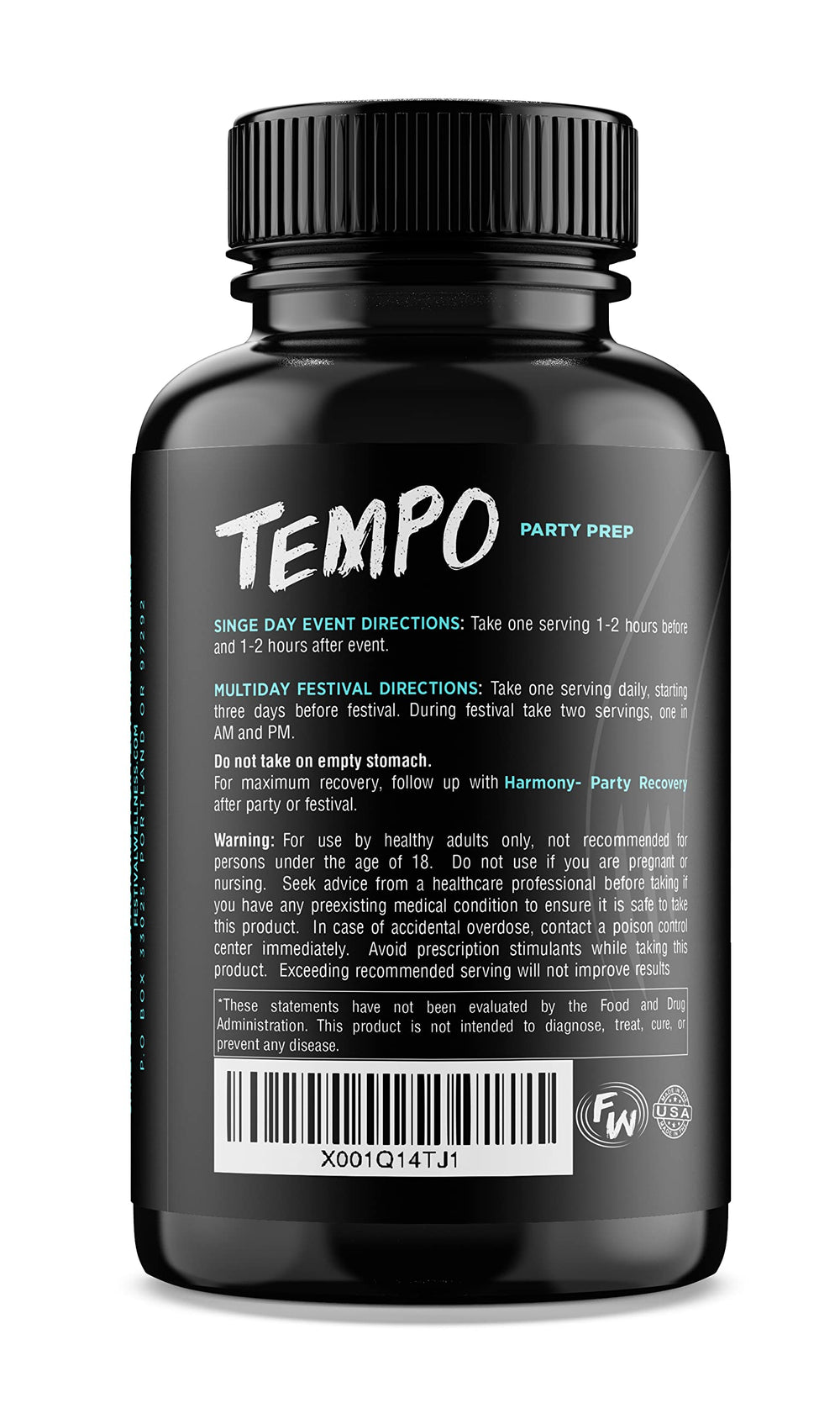 Tempo electrolyte-recovery mineral blend bottle emphasizes hydration and replenishment