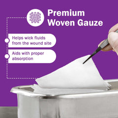 TenderGentle gauze pads in use for wound cleaning and prep.