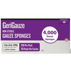 TenderGentle 4x4 gauze pads close-up showing soft cotton texture for gentle wound care.