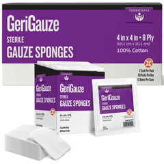 TenderGentle 4x4 woven gauze sponges for sterile wound care and gentle absorption.