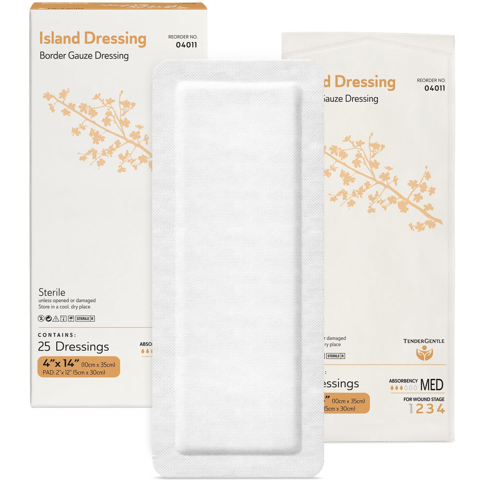 TenderGentle bordered gauze island dressing applied securely for wound care