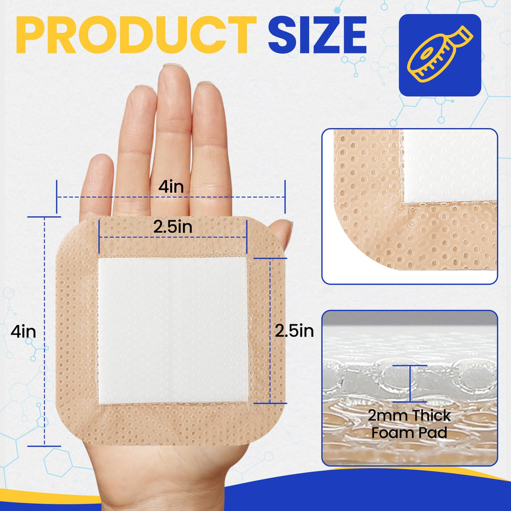 TENKAIWICK 4x4 silicone foam dressing is breathable and waterproof for wound protection.