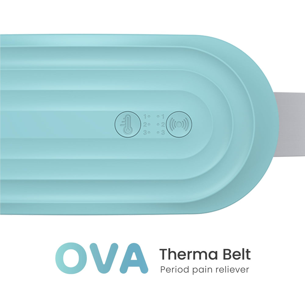 TensCare OVA Therma Belt heat mode activation provides targeted warmth for abdominal comfort.