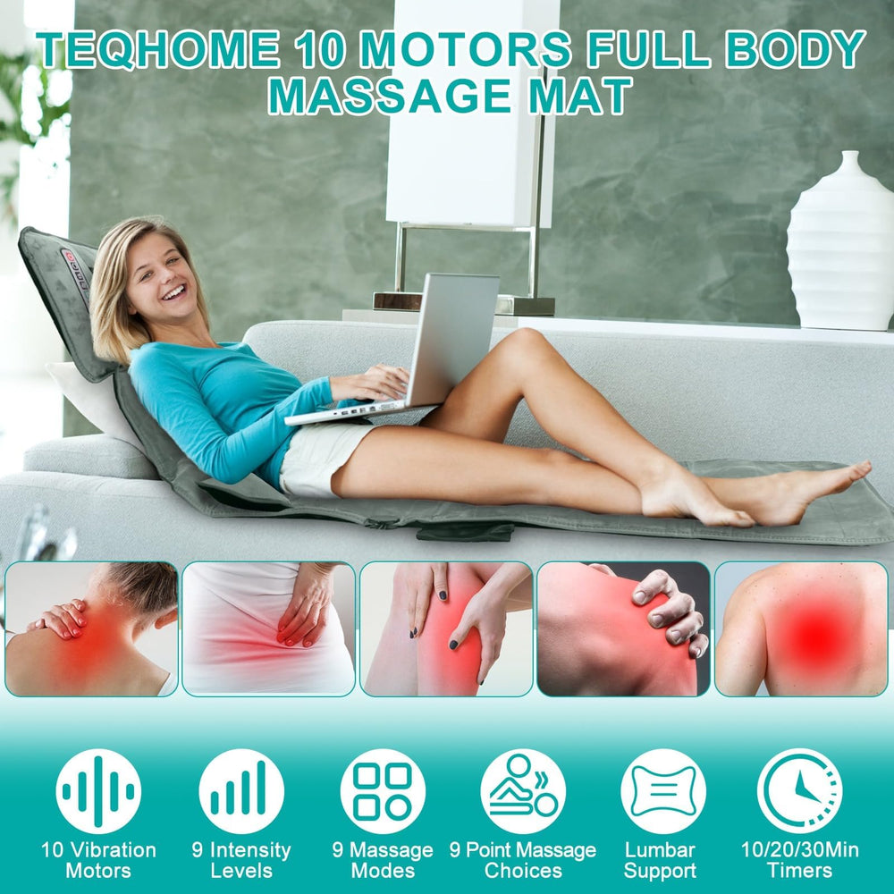 TeqHome full body mat with 10 motors for comprehensive relaxation