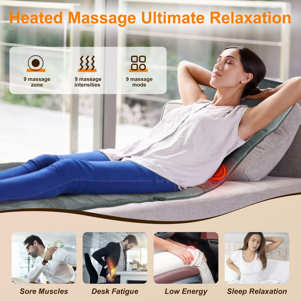 TeqHome massage mat heat therapy delivers warmth to the lower back