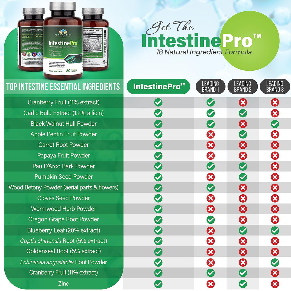 Teraputics IntestinePro capsules close-up showing veggie capsules for daily use