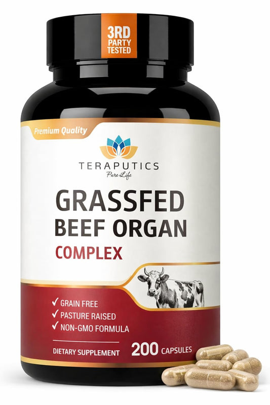 Teraputics beef organs capsules bottle for daily wellness support