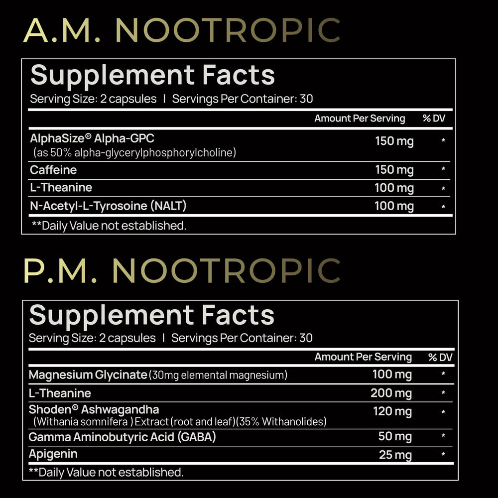 Terra Elmnt AMPM total focus pills on white background highlight cognitive support