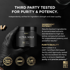 GMP and ISO testing emblem on ULTRA MALE production