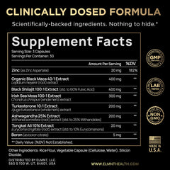 ULTRA MALE ingredients close-up highlighting 100:1 Shilajit potency