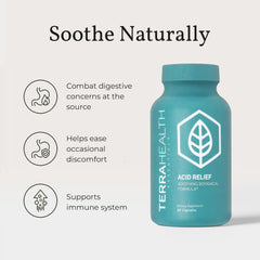 Terra Health Essentials Acid Relief DGL licorice capsules close-up for natural gut balance