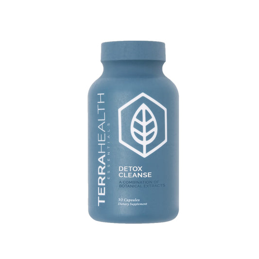 Terra Health Essentials Detox Cleanse bottle front view for daily gut balance.