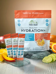 Terra Origin 30-pack tropical flavor electrolyte packets for on-the-go hydration.