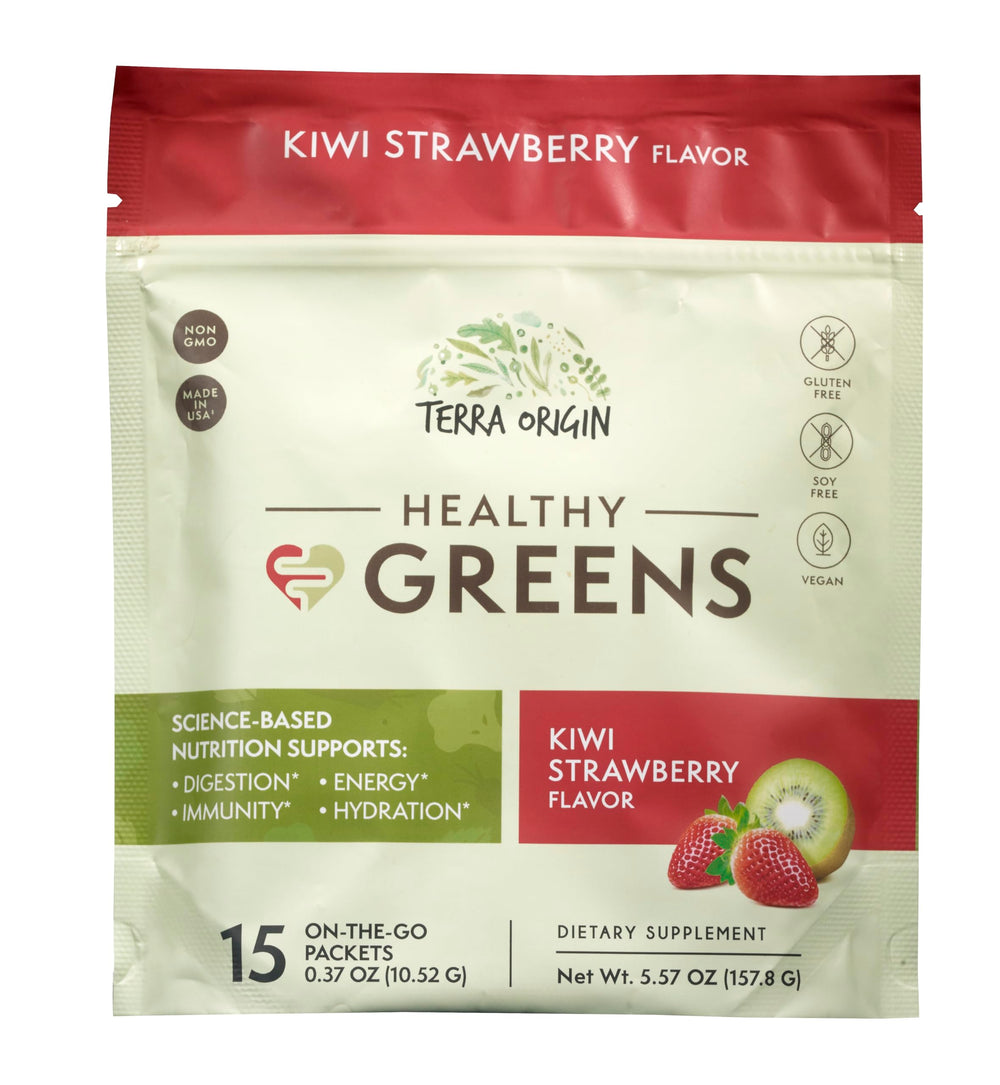 Terra Origin Greens Kiwi Strawberry travel-pack ideal for gym and work