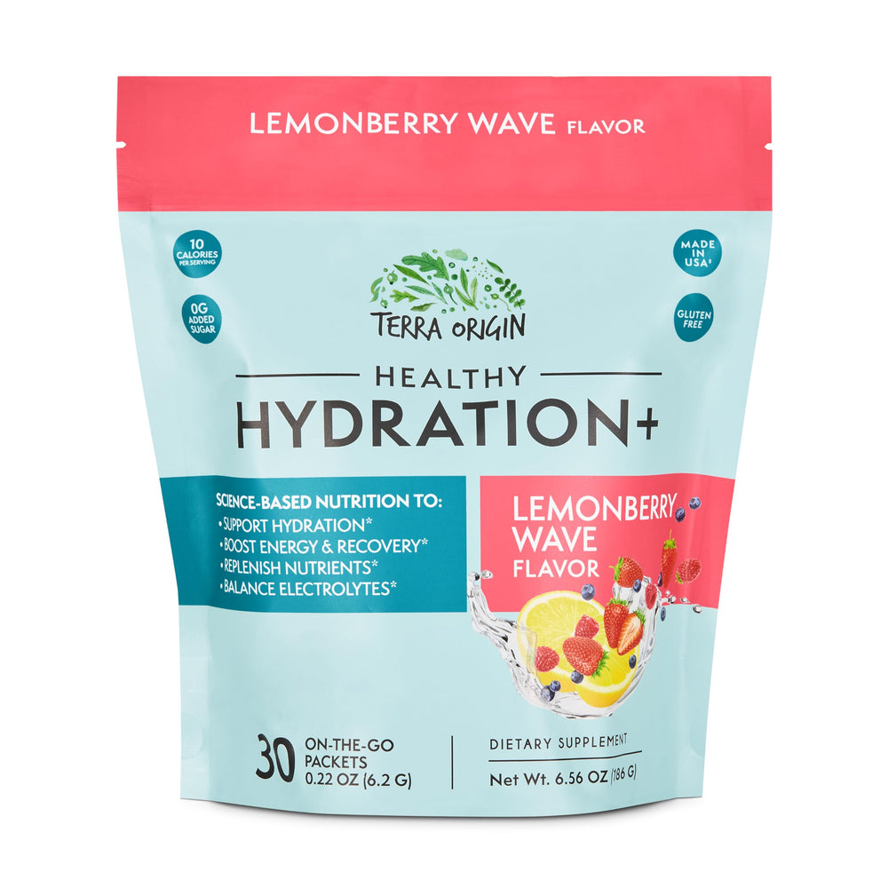 Terra Origin Lemonberry Wave hydration packet for on-the-go energy and hydration