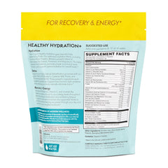 TERRA ORIGIN lemonade powder packet being poured into water for a refreshing electrolyte drink.