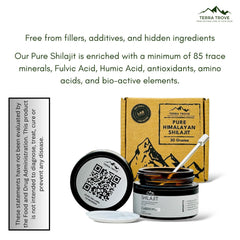 Shilajit resin with fulvic acid and minerals to support nutrient uptake.