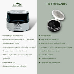 Lab-tested, vegan-friendly Shilajit resin from Terra Trove with no additives.