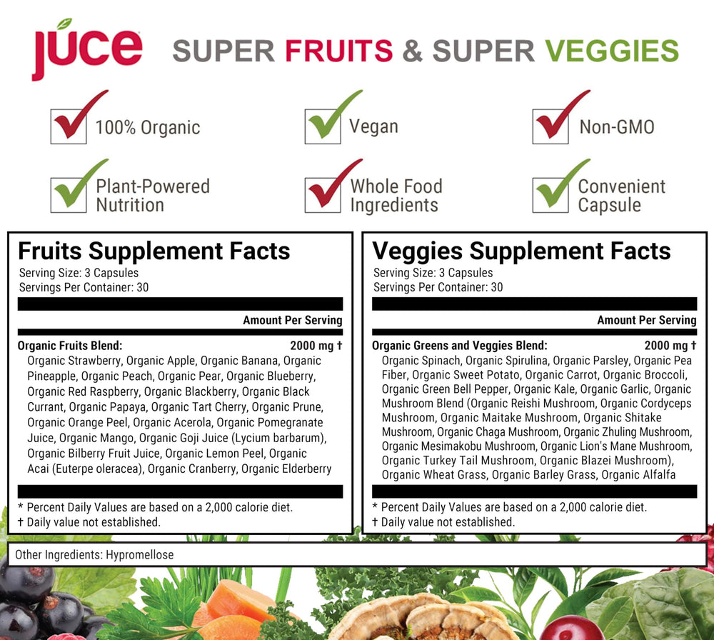 Terra Kai Juce Original Formula fruits and veggies plate suggests diverse nutrients