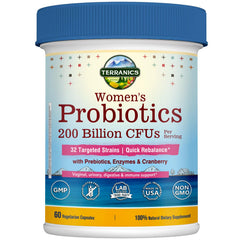 Terranics Daily Probiotics for Women bottle with capsules for daily balance.