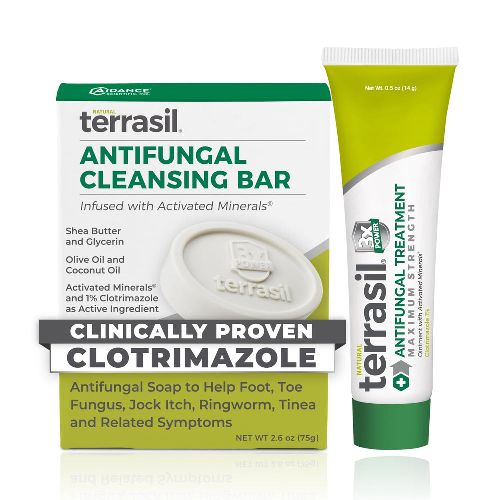 Terrasil Antifungal Treatment 14g tube front shows product packaging and potential quick relief.