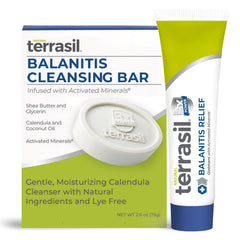 Terrasil balanitis relief ointment tube for daily soothing use.
