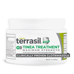 Terrasil Tinea Cream Max Strength tube shown for topical antifungal relief