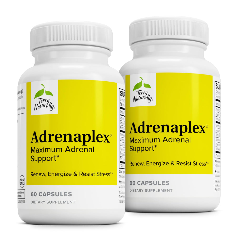 Terry Naturally Adrenaplex bottle for daily adrenal support and energy balance.