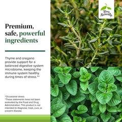 Terry Naturally Bacteril Extra Strength ingredients with thyme and oregano for gut balance.