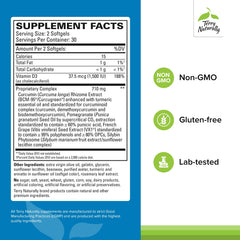 Close-up of Terry Naturally BCM-95 curcumin softgels and label