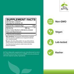 Close-up of Terry Naturally Berberine capsules for easy daily dosing.