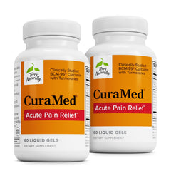 Terry Naturally CuraMed acute pain relief bottle highlighting BCM-95 curcumin for mobility support