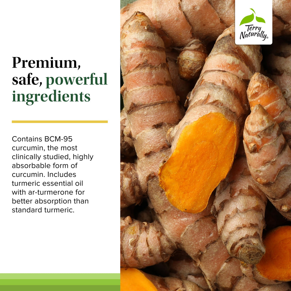 Bottle close-up emphasizing BCM-95 curcumin for circulation