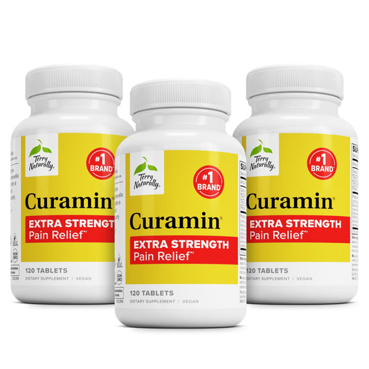 Terry Naturally Curamin bottle front highlights joint and muscle support.