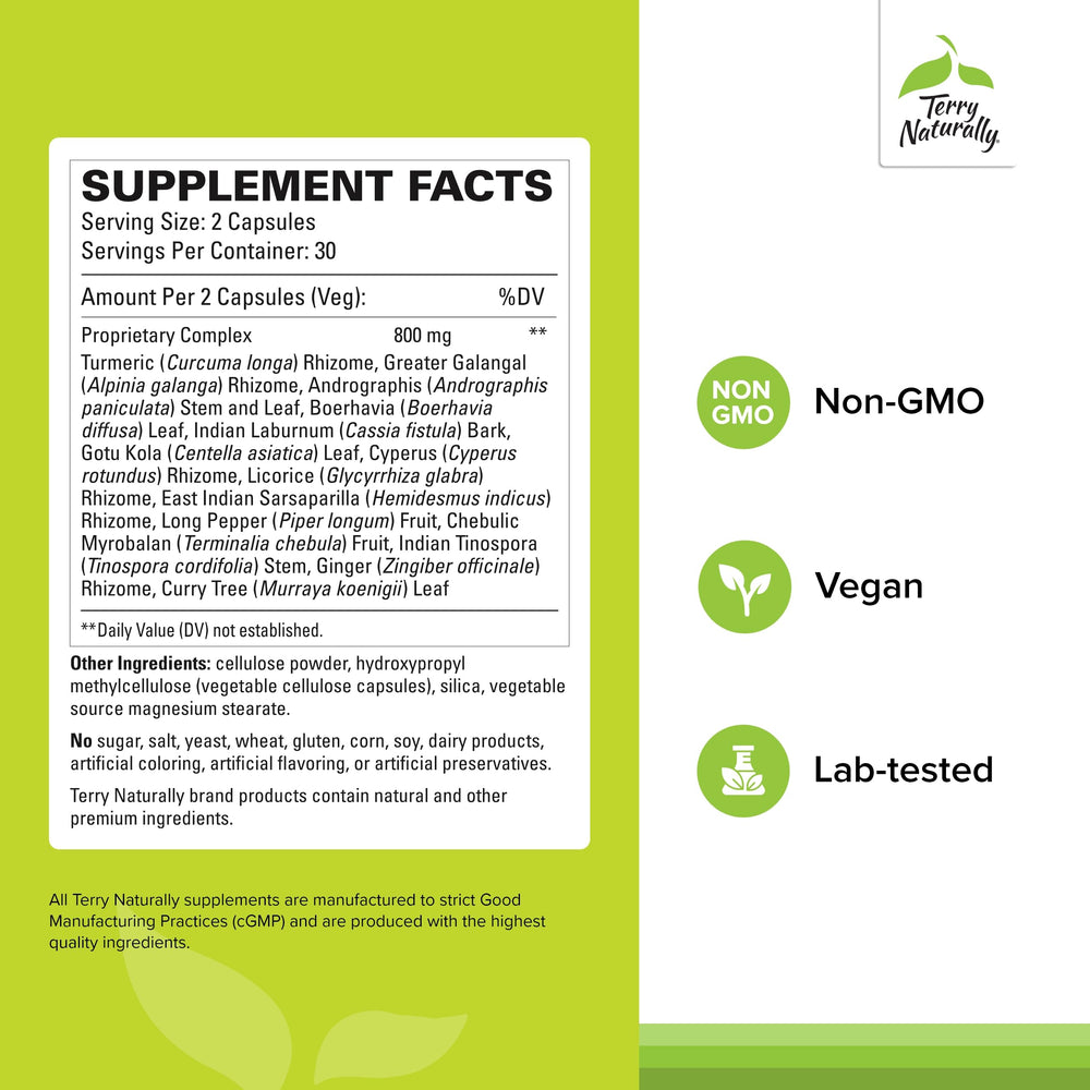 Terry Naturally Digestive Formula capsules close-up for convenient daily use.