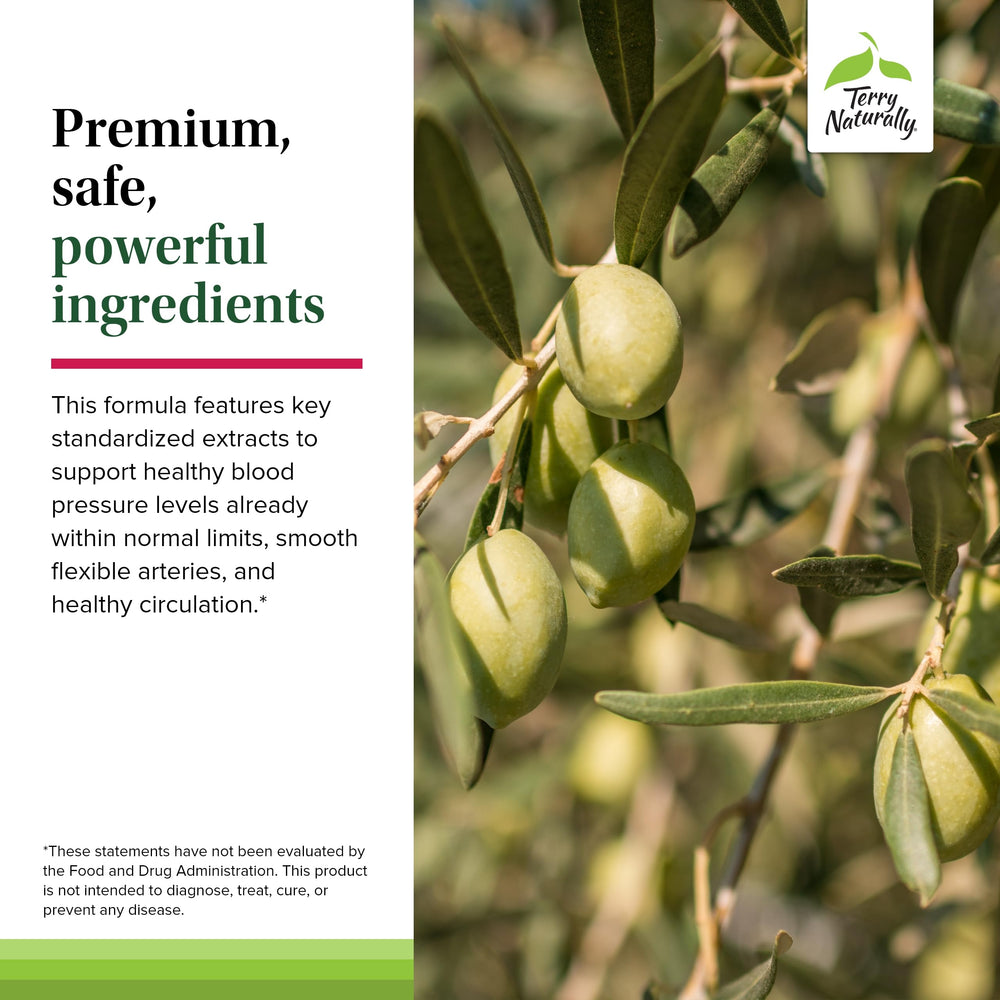Terry Naturally heart health ingredients close-up showing key nutrients.