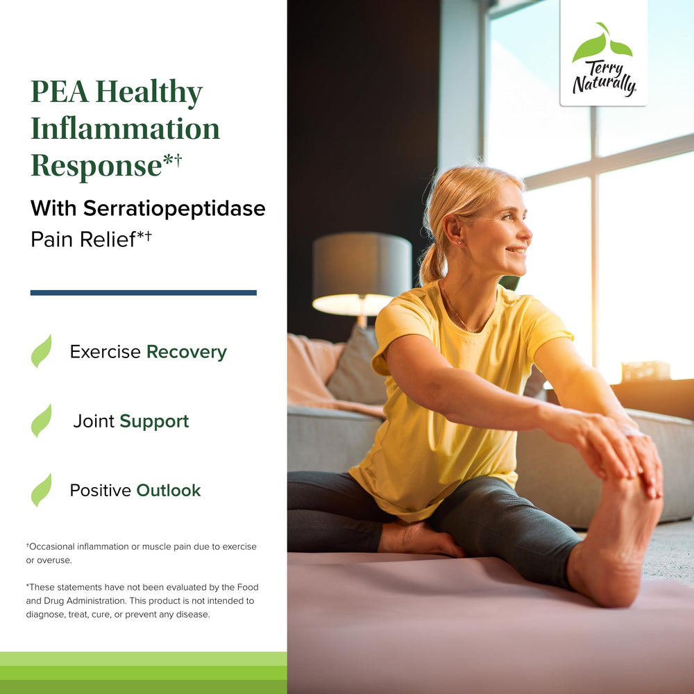 Terry Naturally Pea Healthy label-detail with ingredients and allergen-free formulation.