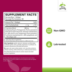 Terry Naturally Pomegranate Seed Oil softgels in bottle for convenient omega-5 intake.
