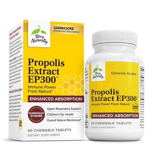 Terry Naturally Propolis EP300 bottle and label for upper respiratory support