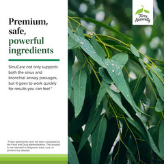 Label detail highlighting eucalyptus and myrtle ingredients for sinus care.