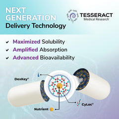 Tesseract BerberActiv-QR capsules dispense closeup underlines DexKey release and nano delivery