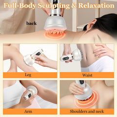 TEVIKE massager used on abdomen for targeted body sculpting and smoother skin.
