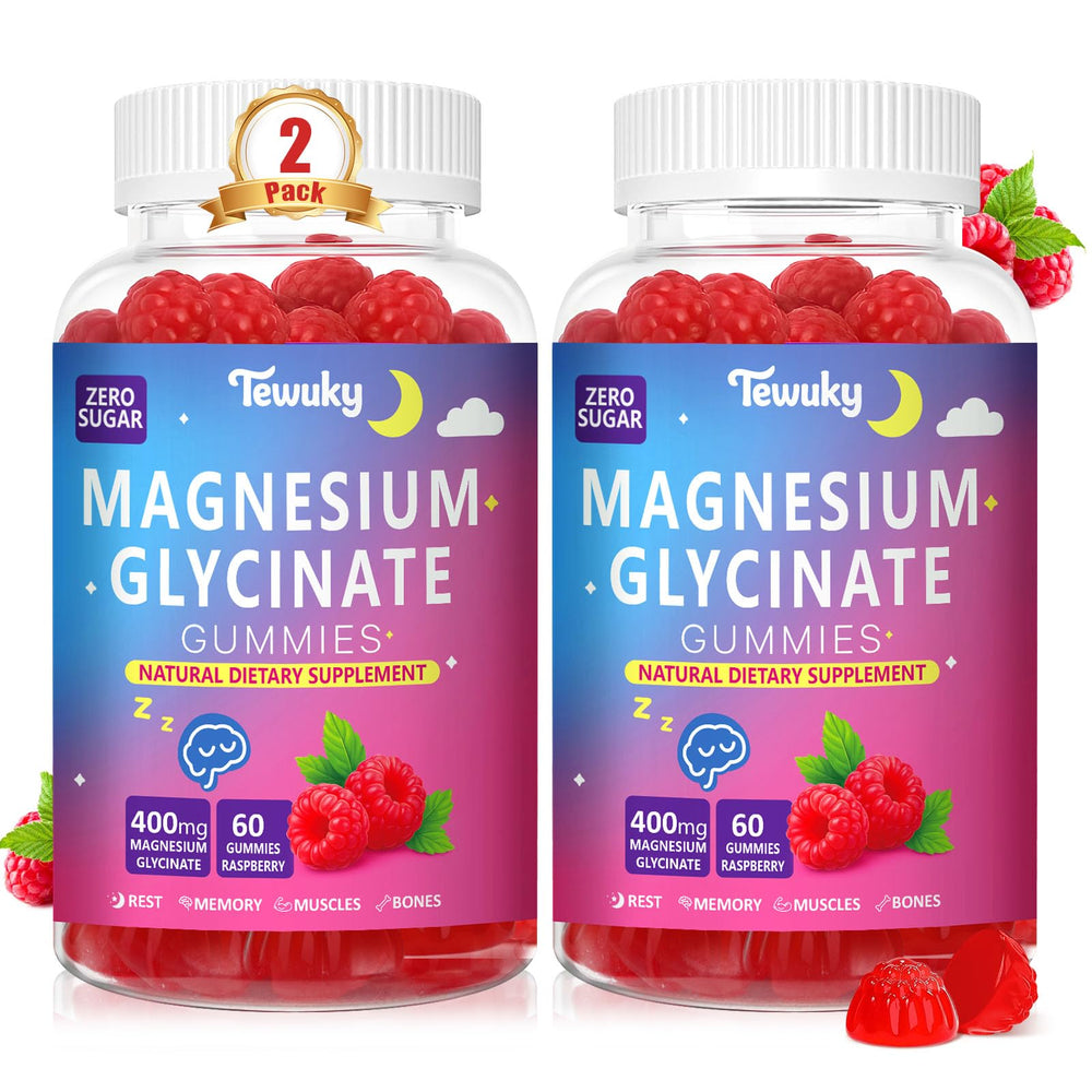 Tewuky Magnesium Glycinate Gummies bottle front for easy daily wellness.