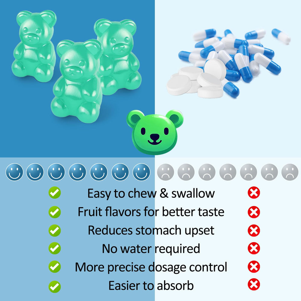 Tewuky magnesium glycinate gummies soft chew close-up – blueberry flavor