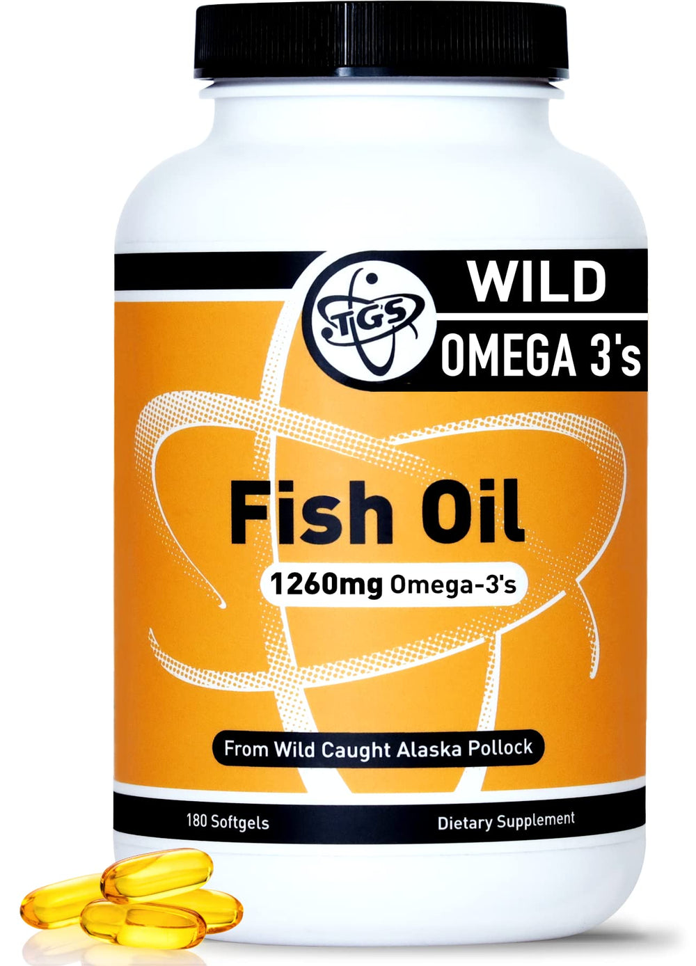 TGS Nutrition Extra Strength Omega3 bottle with high EPA and DHA per serving.