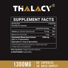 Thalacy Spermidine wheat germ capsules being poured for easy daily intake.