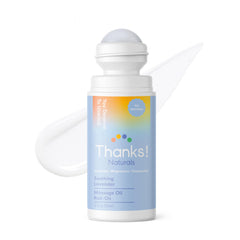 Thanks! Naturals Massage Oil Roll On bottle front for quick, hydrating massage