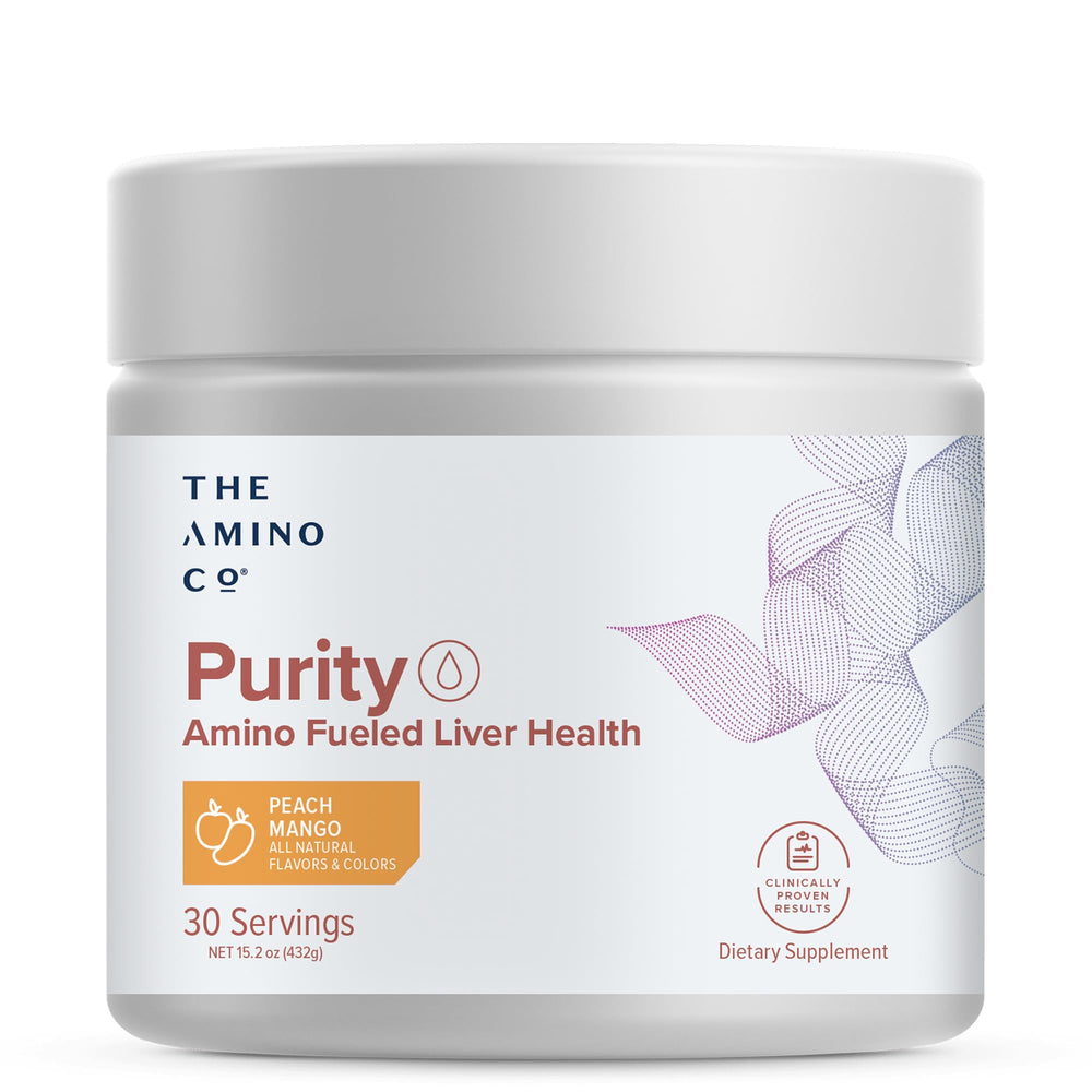 The Amino CO Purity liver support bottle with capsules for daily detox-friendly routine