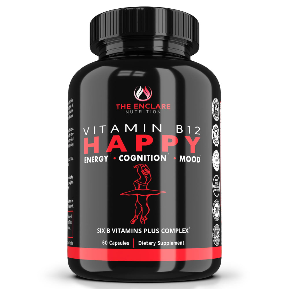 THE ENCLARE NUTRITION B12 B-Complex bottle cap close-up highlighting energy support